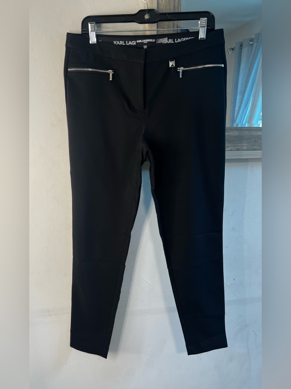 Karl Lagerfeld Black Pants with Silver Zip Accents